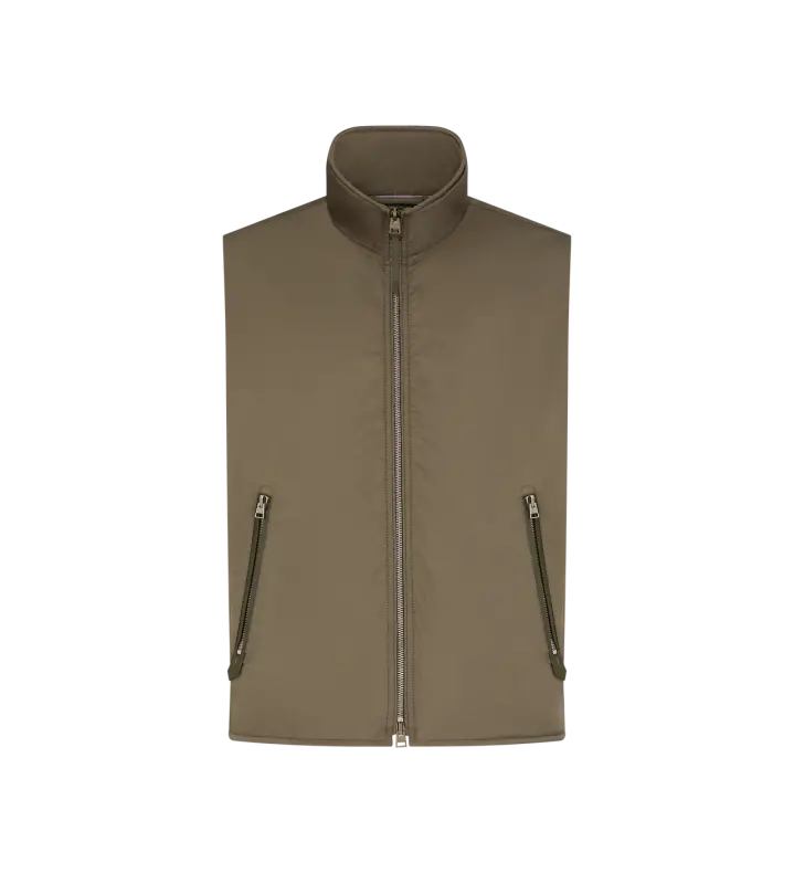 CASHMERE-LINED GILET OLIVE GREEN online